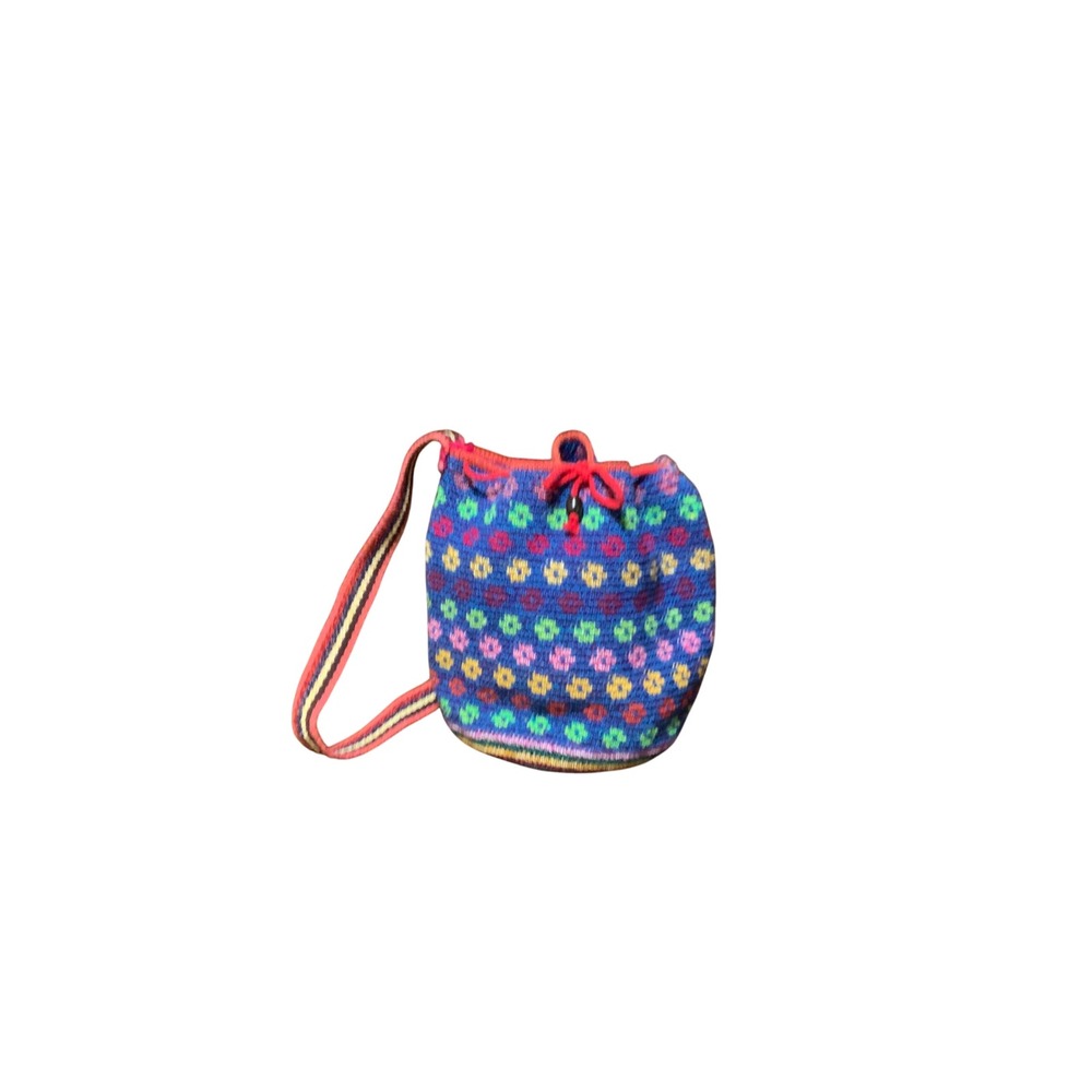 Handmade Wayuu Mochila Crossbody Bag Multi-Color Floral Knit Boho Bucket Bag